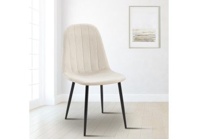 Chaise de salle à manger Baxter en velours blanc crème