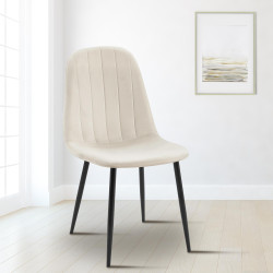 Chaise de salle à manger Baxter en velours blanc crème