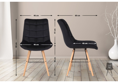 Ensemble de 2 chaises Leni en velours noir