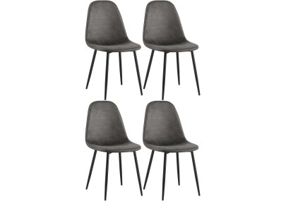 Ensemble de 4 chaises de salle à manger Napier, similicuir, noires