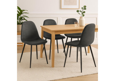 Ensemble de 4 chaises de salle à manger Napier, similicuir, noires
