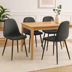 Ensemble de 4 chaises de salle à manger Napier, similicuir, noires