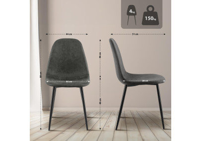 Ensemble de 4 chaises de salle à manger Napier, similicuir, noires