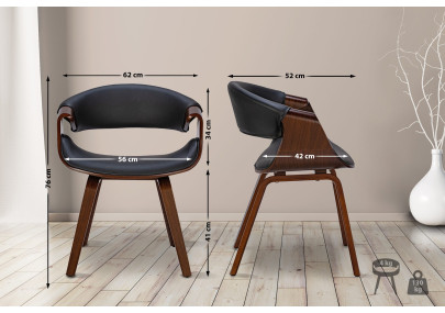 Chaise de salle à manger Foley, similicuir, noyer/noir