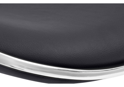 Sgabello Shanghai in similpelle nero,Metallo in look cromato