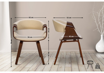 Chaise de salle à manger Foley, tissu noyer/crème