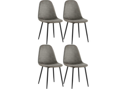 Ensemble de 4 chaises de salle à manger Napier, similicuir, gris foncé