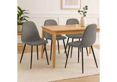 Ensemble de 4 chaises de salle à manger Napier, similicuir, gris foncé