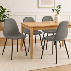 Ensemble de 4 chaises de salle à manger Napier, similicuir, gris foncé
