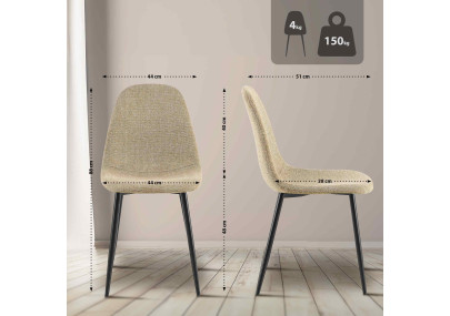 Ensemble de 4 chaises de salle à manger Napier en tissu taupe