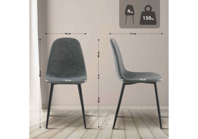 Ensemble de 4 chaises de salle à manger Napier, tissu gris