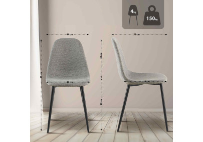 Ensemble de 4 chaises de salle à manger Napier, tissu gris clair