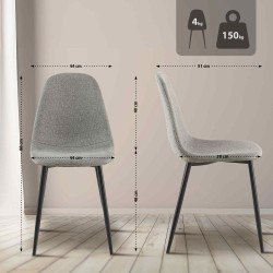 Ensemble de 4 chaises de salle à manger Napier, tissu gris clair