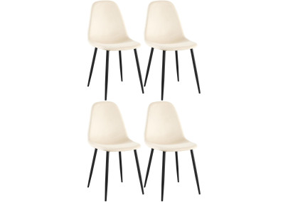 Ensemble de 4 chaises de salle à manger Napier en velours crème
