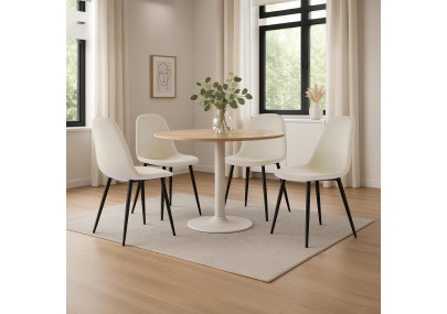 Ensemble de 4 chaises de salle à manger Napier en velours crème