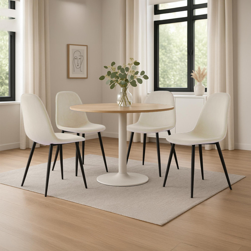 Ensemble de 4 chaises de salle à manger Napier en velours crème
