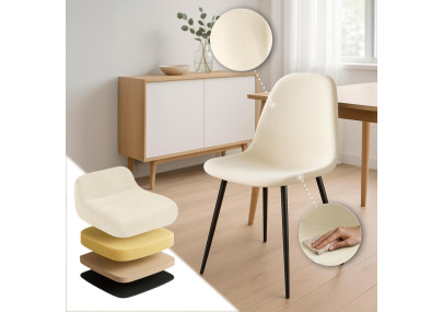 Ensemble de 4 chaises de salle à manger Napier en velours crème