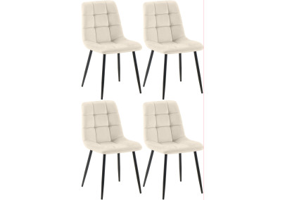 Ensemble de 4 chaises de salle à manger couleur crème Antibes
