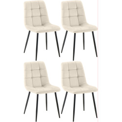 Ensemble de 4 chaises de salle à manger couleur crème Antibes