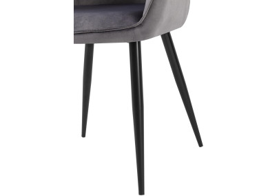 Chaise de salle à manger Boise, velours, gris foncé