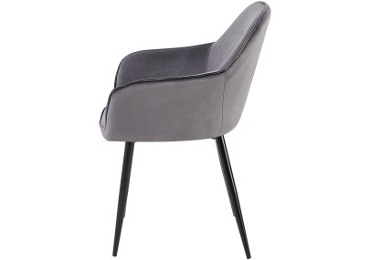 Chaise de salle à manger Boise, velours, gris foncé