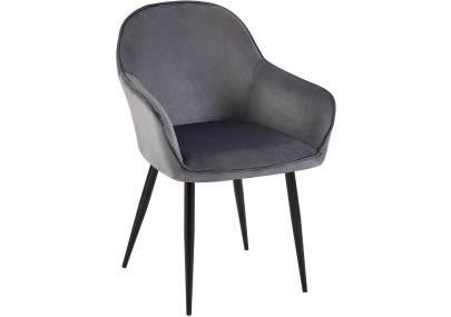 Chaise de salle à manger Boise, velours, gris foncé