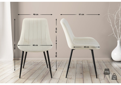 Fauteuil Rahden, velours, crème