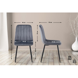 Ensemble de 4 chaises Dijon en velours gris foncé