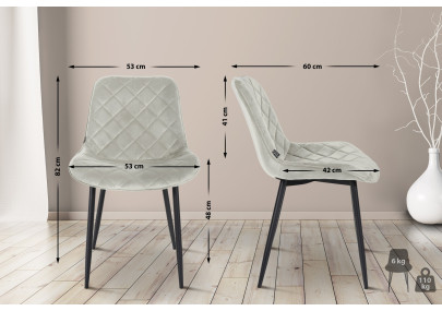 Ensemble de 4 chaises Springs en velours crème