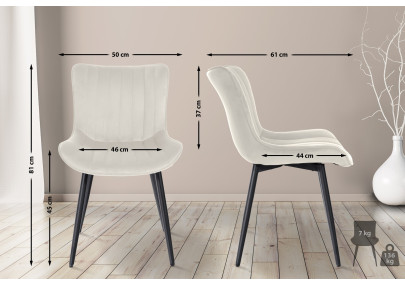 Ensemble de 2 chaises Largo en velours crème