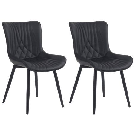 Ensemble de 2 chaises Brady, similicuir, noires