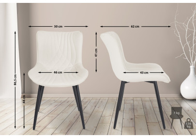 Ensemble de 2 chaises Brady en velours crème