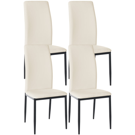 Ensemble de 4 chaises de salle à manger Savino, similicuir, crème