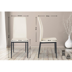 Ensemble de 4 chaises de salle à manger Savino, similicuir, crème
