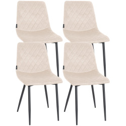 Ensemble de 4 chaises Telde en velours crème