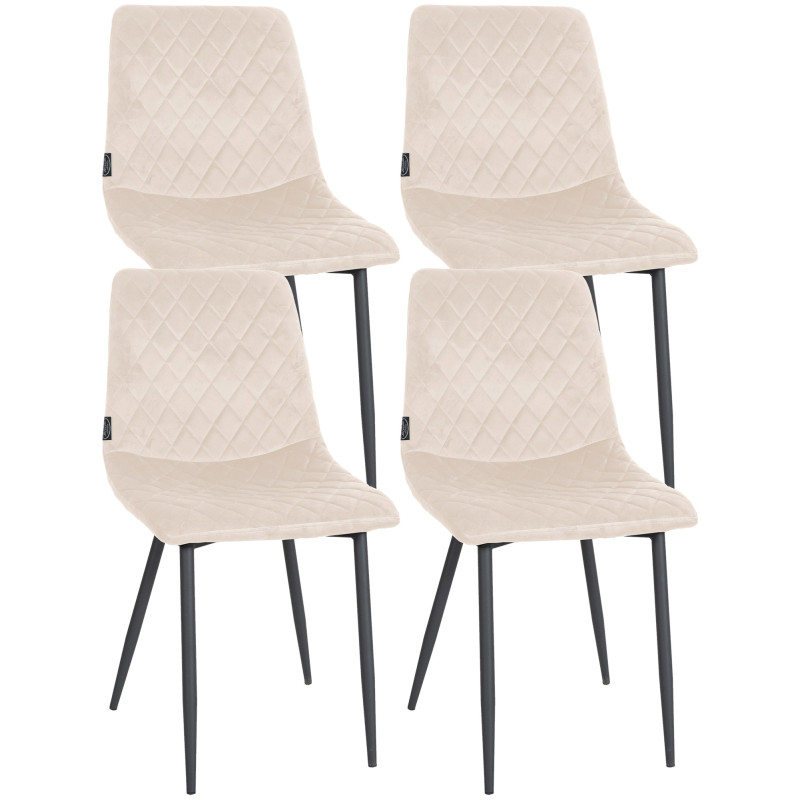 Ensemble de 4 chaises Telde en velours crème