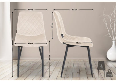 Ensemble de 4 chaises Telde en velours crème