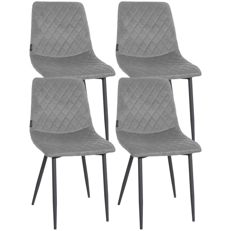 Ensemble de 4 chaises Telde en velours gris