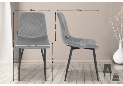 Ensemble de 4 chaises Telde en velours gris