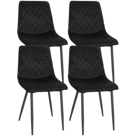 Ensemble de 4 chaises Telde en velours noir