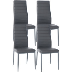 Ensemble de 4 chaises de salle à manger Mayfair, en similicuir gris