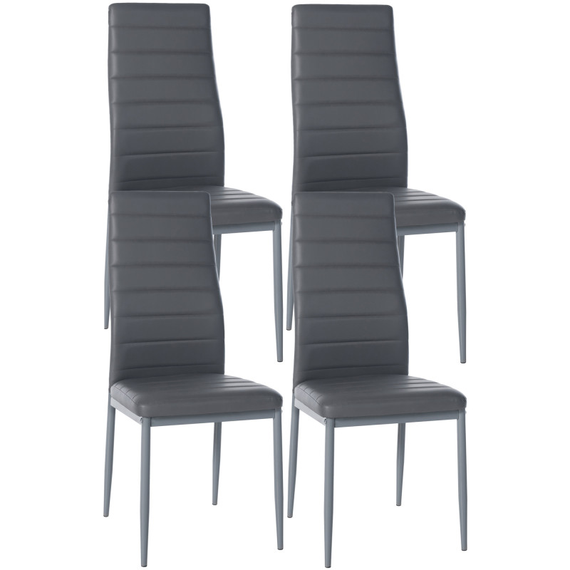 Ensemble de 4 chaises de salle à manger Mayfair, en similicuir gris