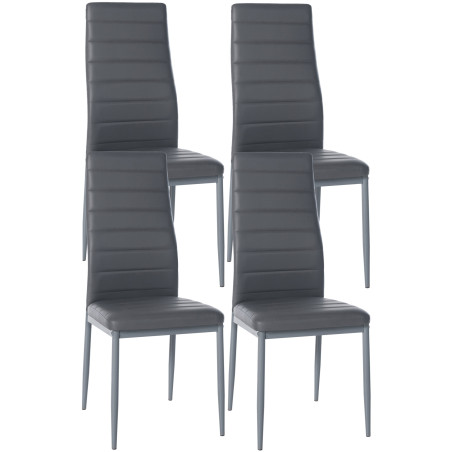 Ensemble de 4 chaises de salle à manger Mayfair, en similicuir gris