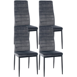 Ensemble de 4 chaises de salle à manger Mayfair en velours gris