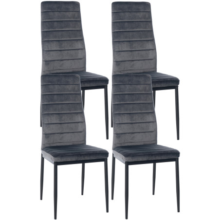 Ensemble de 4 chaises de salle à manger Mayfair en velours gris