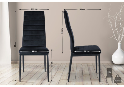 Ensemble de 4 chaises de salle à manger Mayfair en velours noir