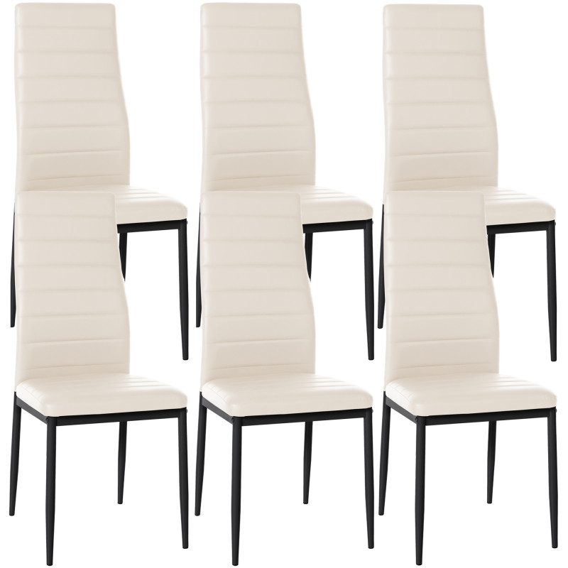 Ensemble de 6 chaises de salle à manger Mayfair en similicuir crème