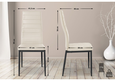 Ensemble de 6 chaises de salle à manger Mayfair en similicuir crème