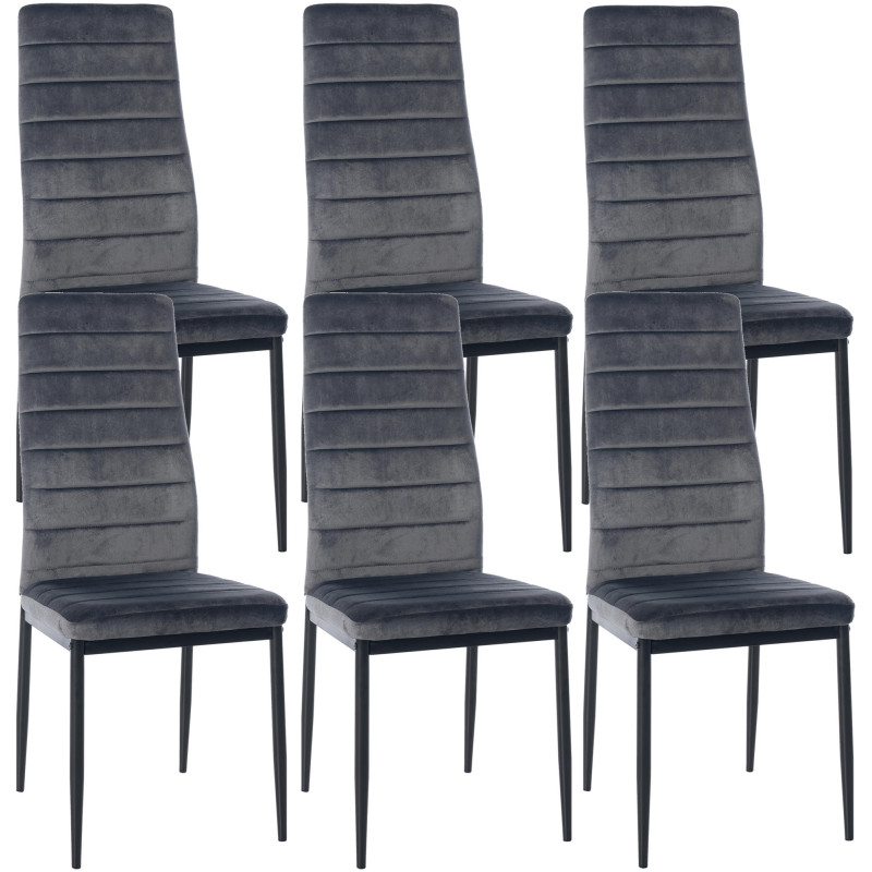 Ensemble de 6 chaises de salle à manger Mayfair en velours gris