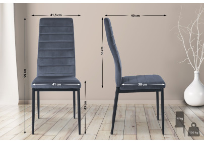 Ensemble de 6 chaises de salle à manger Mayfair en velours gris clair